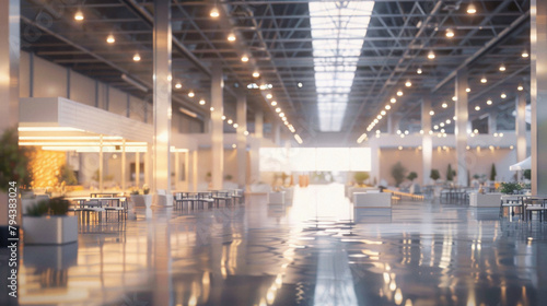 A large, empty building with a lot of light shining on it