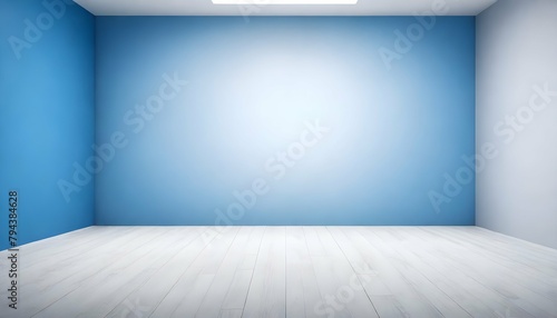 Clear empty photographer studio background Abstract, background texture of beauty dark and light clear blue, cold gray, snowy white gradient flat wall and floor in empty spacious room winter interior. © Zulfi_Art