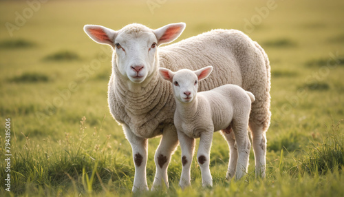 Sheep and Lamb Enjoying the Golden Hour © Santiago