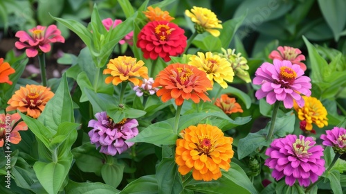 Blooms of Zinnia in the Garden