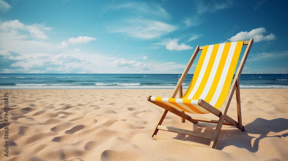 yellow striped beach chair for summer getaways. yellow striped beach chair for summer getaways.