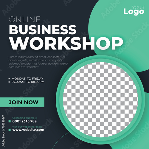 Online business workshop social media template