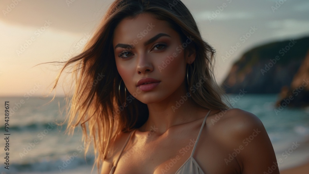 Beautiful woman by the sea Beautiful woman by the sea