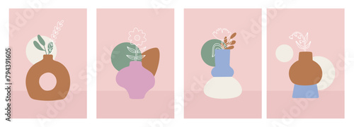 Abstract  minimalist modern vases wall art design poster