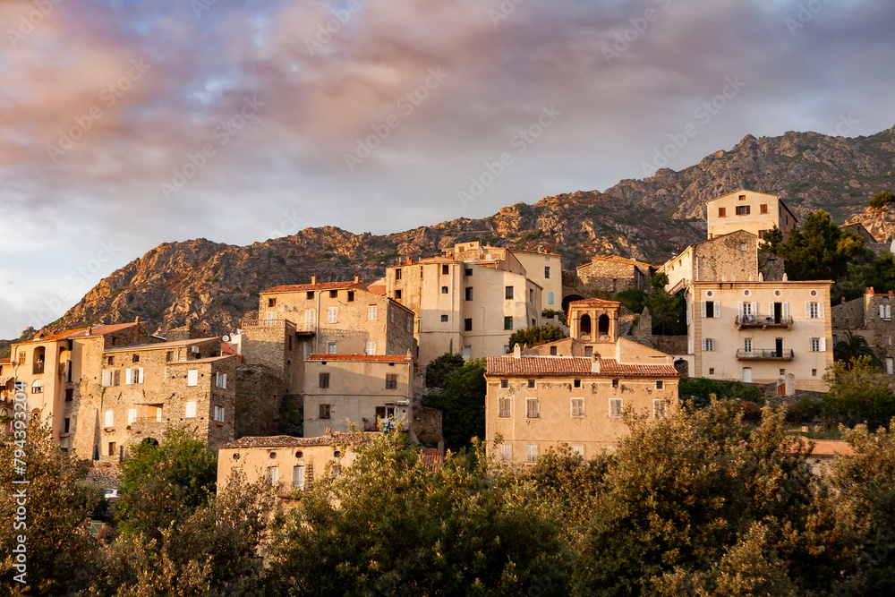 Lama, a hilltop town nestled in the mountains. Balagne,Corsica, France. Lama, a picturesque hillside village in Balagne, Corsica