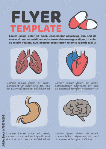 Medicine concept. Editable template design for flyer, announcement, post related to medicine and disease prevention.