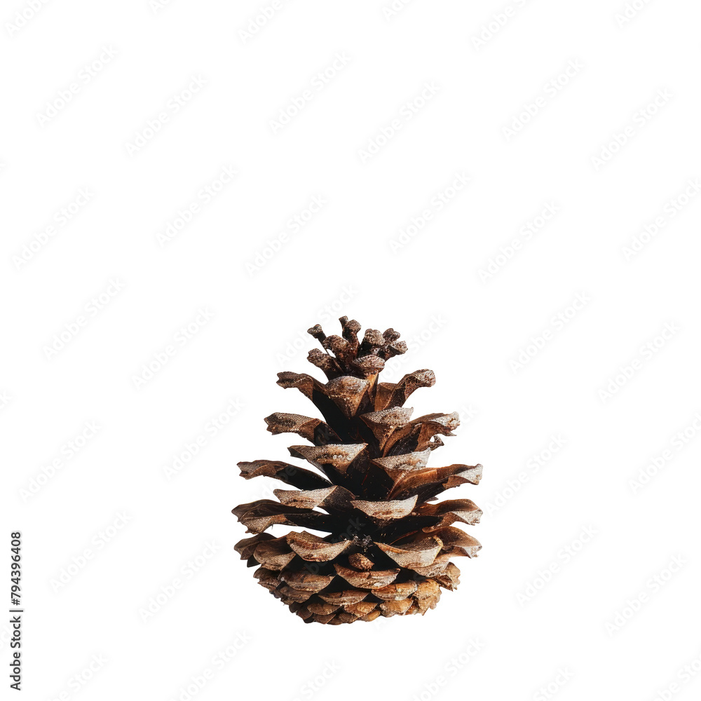 A single pine cone stands alone against a transparent background A single pine cone stands alone against a transparent background