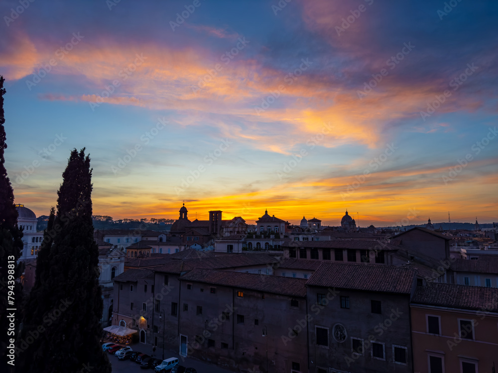 Sunset in Rome from Caffarelli square