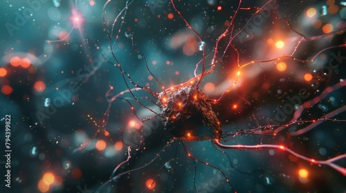 Illustration of Sparkling Neuron Star. Generative AI.