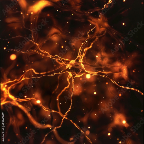 Neurons sending brain activity firing biology electrical nerve signal neurotransmitter chemical receptor cell dendrite photo