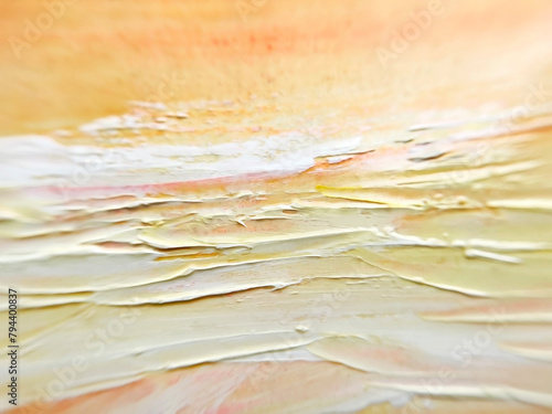 Quadro em tela yellow ocher background of an artistic canvas with white impasto brush strokes o
