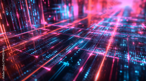 Cyber Digital Matrix Network Background. A futuristic digital matrix network with glowing lines and a dynamic  tech-inspired aesthetic. Concept  Technology  Connectivity  Innovation