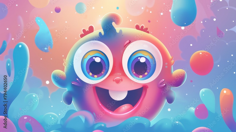An abstract and adorable kids character with a cute smile AI generated illustration An abstract and adorable kids character with a cute smile AI generated illustration
