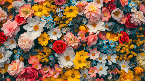 Floral abundance, a mix of artificial flowers for vibrant decor. Ideal for crafting, home decoration, and event backdrops.