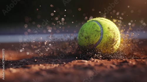 An abstract and cute 3D model of a tennis ball hitting the ground AI generated illustration