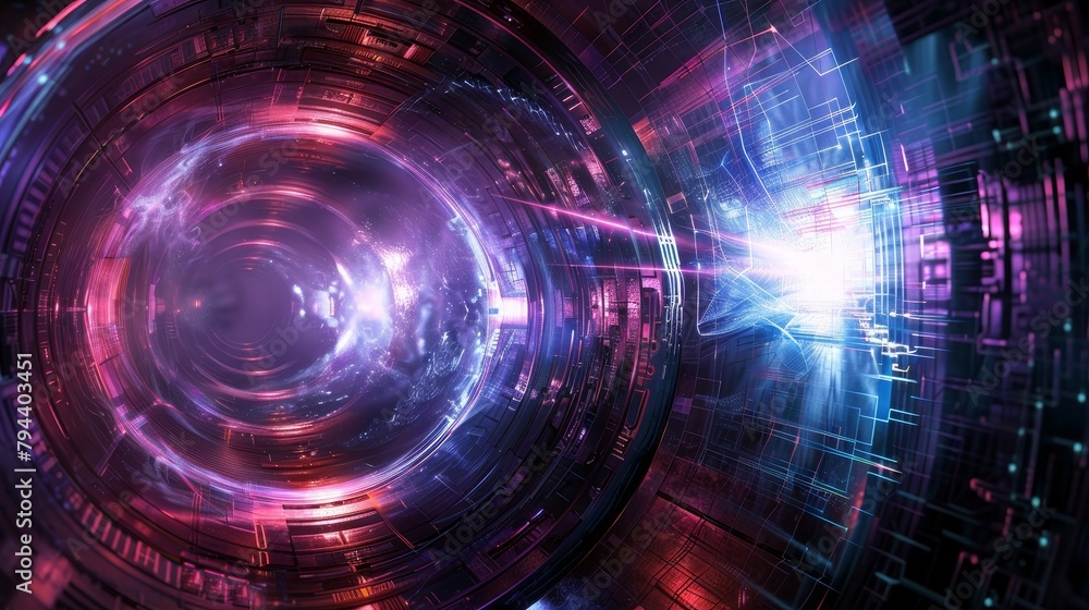 Obraz premium An abstract concept art of a teleportation device AI generated illustration