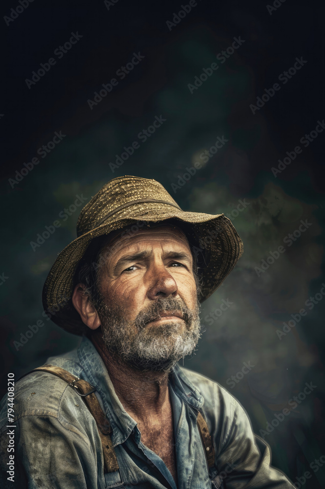 Portrait of a middle aged farmer worker man. Portrait of a middle aged farmer worker man.