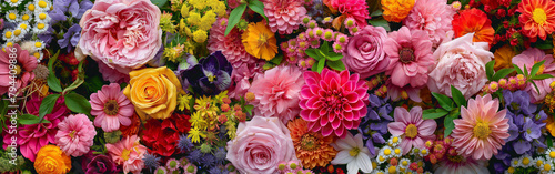 Floral abundance with assorted flowers in full bloom. Suitable for backgrounds  events  and design elements.