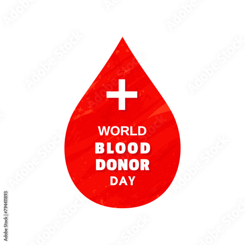 Blood donation medical poster vector concept. World Blood Donor Day icon. Human blood red drop medical symbol of transfusion design element illustration. Save life treatment banner template background