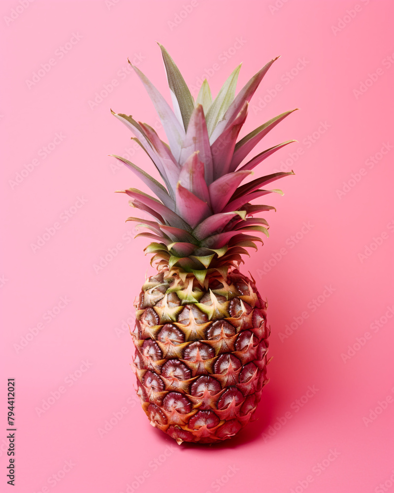 super realistic photo of a pink pineapple on a pink background, super delicate colors сreated with Generative Ai super realistic photo of a pink pineapple on a pink background, super delicate colors сreated with Generative Ai