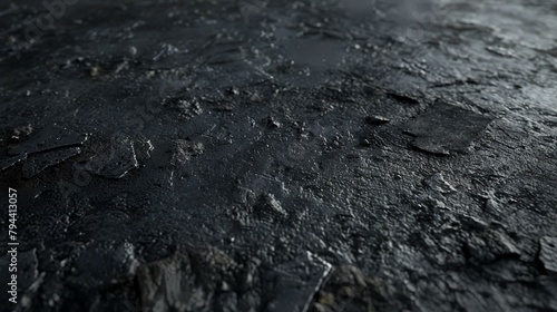 Black metal background with scratches and cracks. Close-up photo.