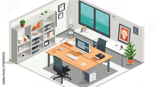 Modern Office Room With Desk and Chair