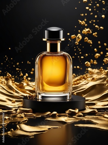 Parfum de luxe, Flacon élégant, Vaporisateur haut de gamme, Fragrance exquise, publicité, concept, artwork photo