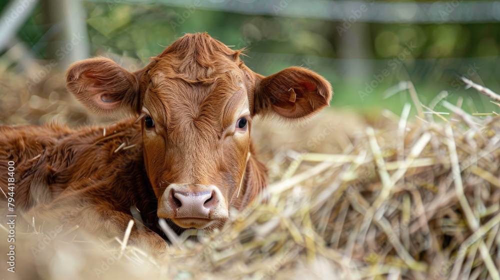 Cow resting in the hay Cow resting in the hay