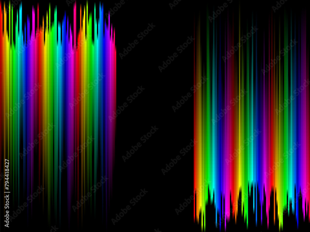 Rainbow stripes gradient with squares mosaic pattern, black background, vector graphic wallpaper or leaflet Rainbow stripes gradient with squares mosaic pattern, black background, vector graphic wallpaper or leaflet