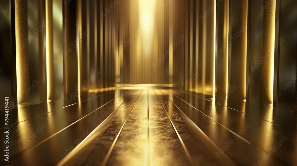 Golden columns with radiant light from above