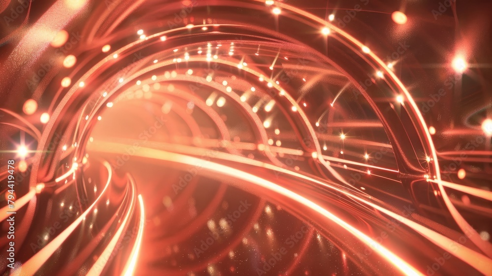 Abstract red and orange light trails with bokeh effect Abstract red and orange light trails with bokeh effect