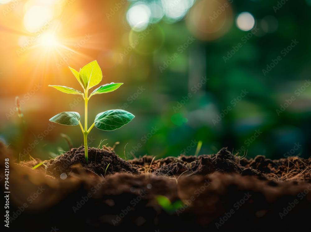 Young Plant Growing In Sunlight Young Plant Growing In Sunlight