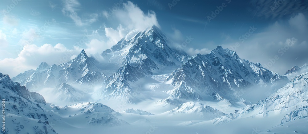 The snowy mountain peaks looked very majestic.