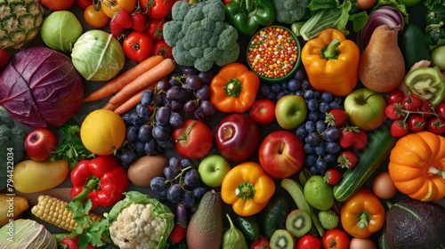 Assorted Fruits and Vegetables Display © Prostock-studio