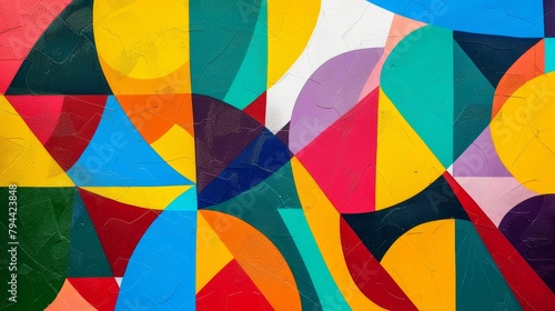 Brightly colored abstract shapes  AI generated illustration