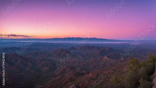 Wide-Angle Shot Showcasing a Pink and Purple Sunset Horizon.