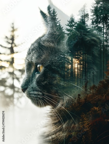 a forest landscape seen thr...