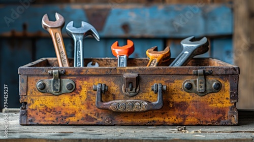 Vintage toolbox with differ...