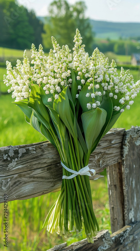  Bouquet Tied with Ribbon   Lily of the Valley celebration  1st of May