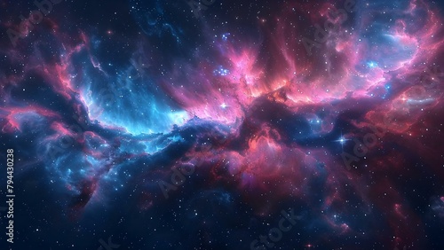 Surreal Interstellar Phenomenon: Abstract Cosmic Nebula in Vibrant Pink and Blue Colors. Concept Interstellar Photography, Cosmic Phenomenon, Abstract Nebula, Vibrant Colors
