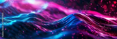 Abstract background with neon lights and pulsating patterns, creating a mesmerizing digital landscape