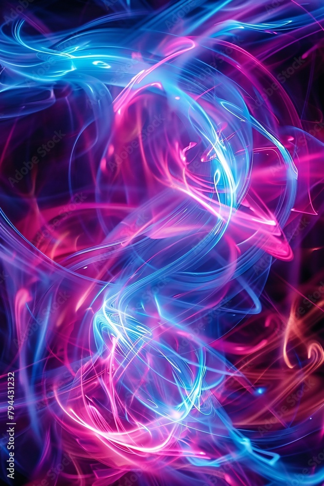Fototapeta premium Abstract background filled with neon lights and swirling vortexes