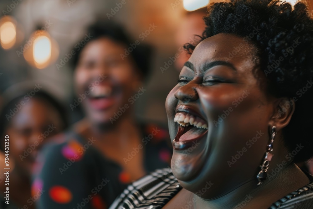 Black woman, unexpected face in party, nightclub, or bokeh disco for birthday, New Year, or concert. Shocked, pleased, or connecting at a party or dance festival Black woman, unexpected face in party, nightclub, or bokeh disco for birthday, New Year, or concert. Shocked, pleased, or connecting at a party or dance festival