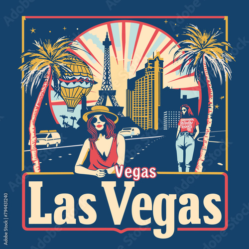 A woman is standing on a road in Las Vegas