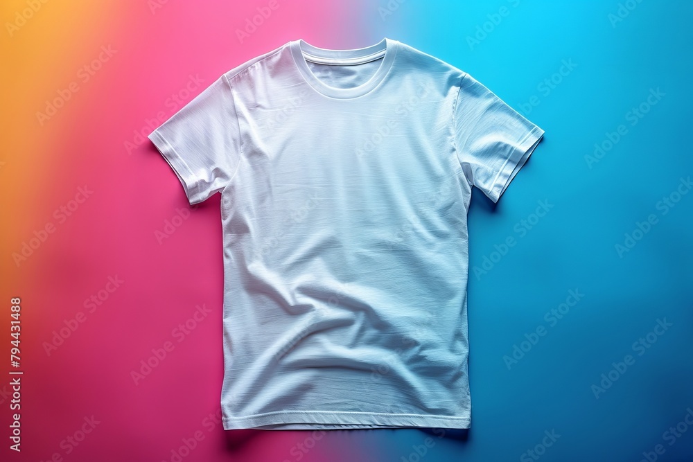 Naklejka premium Active shirt in magenta on colorful background, sportswear design