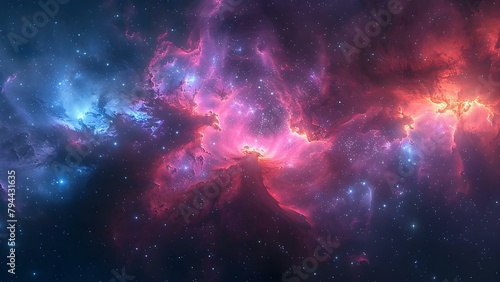 Abstract cosmic nebula with vibrant pink and blue colors surreal interstellar phenomenon. Concept Abstract Art, Cosmic Nebula, Vibrant Colors, Surreal Phenomenon, Interstellar Universe