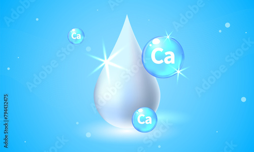 Mineral Ca Calcium blue shining pill capsule icon. Ca Calcium Vector. Mineral Blue Pill Icon. Vitamin Capsule Pill Icon. Substance For Beauty, Cosmetic, Heath Promo Ads Design. 3D Mineral Complex