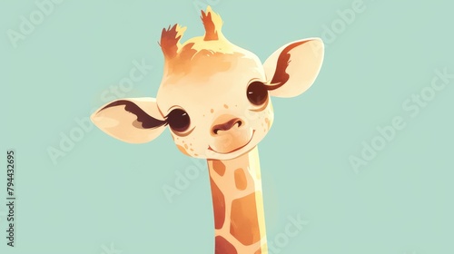 Adorable giraffe cartoon head portrayed in a charming animal illustration