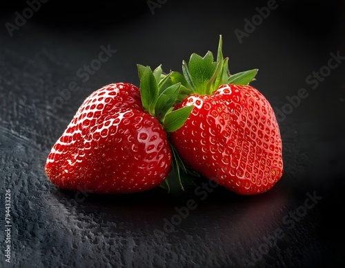 Two fresh strawberries on the table. Fruits and summer berries illustration