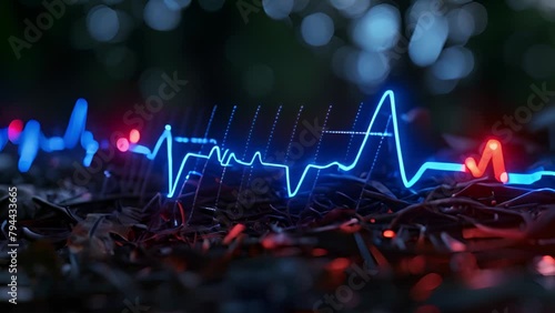 Detailed Close-Up of Blue and Red ECG Line photo